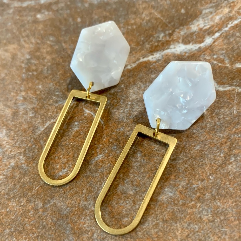 pearl + brass handmade earrings